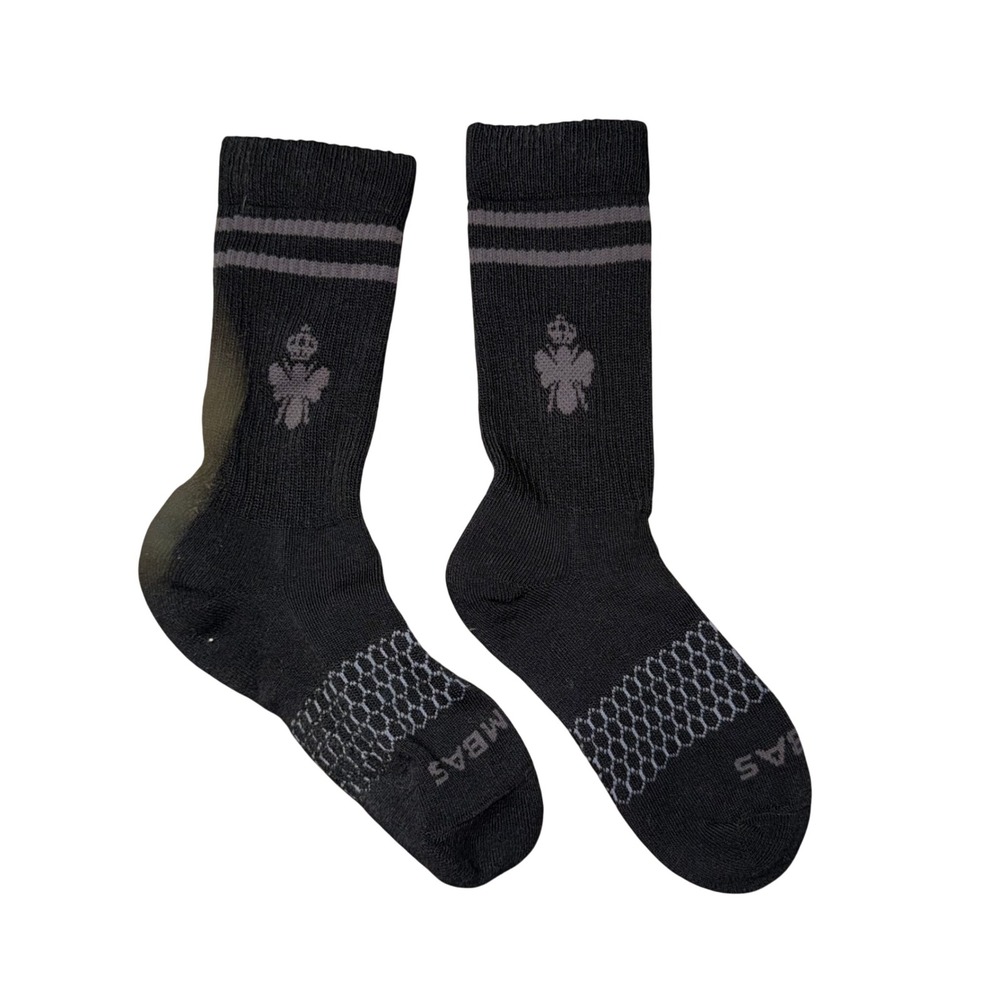 Bombas Crew Socks Womens Small Black Excellent Honeycomb Arch Support Bee Crown